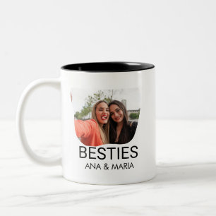 Caneca De Café Em Dois Tons Foto Minimalista Moderna Chic de Melhores Amigas B
