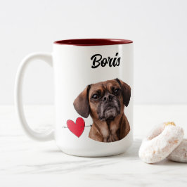 Caneca De Café Em Dois Tons Foto/nome personalizado do pai de cães e citação e