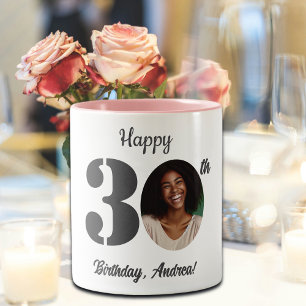 Caneca De Café Em Dois Tons Foto Ousada de Aniversário de 30 anos