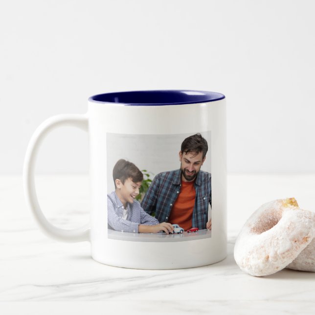 Caneca De Café Em Dois Tons Foto personalizada (Com Donut)
