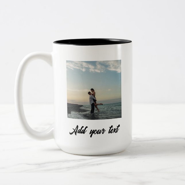 Caneca De Café Em Dois Tons foto personalizada Casamento  (Esquerda)