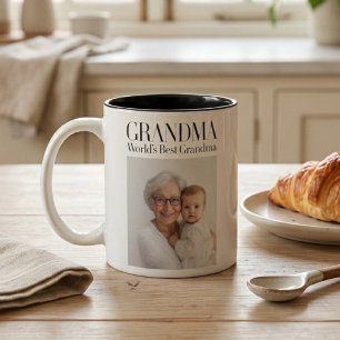 Caneca De Café Em Dois Tons Foto Personalizada da Vovó Melhor Vovó do Mundo