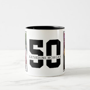 Caneca De Café Em Dois Tons Foto personalizada de 50º aniversário do Moderno