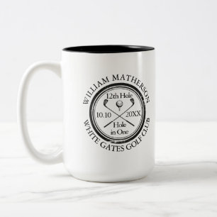 Caneca De Café Em Dois Tons Foto Personalizada de Buraco em Um de Golfe