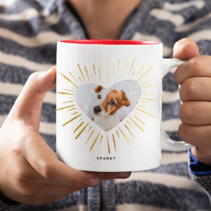 Caneca De Café Em Dois Tons Foto personalizada de cão de porco Na moda Dourado