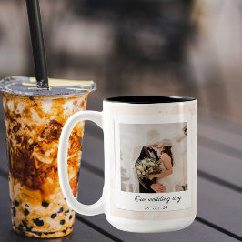 Caneca De Café Em Dois Tons Foto personalizada de casamento elegante