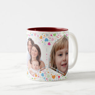 Caneca De Café Em Dois Tons Foto personalizada de colagem cardíaca