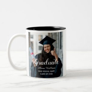 CANECA DE CAFÉ EM DOIS TONS FOTO PERSONALIZADA DE LETRA MANUAL MODERNA PARA GR