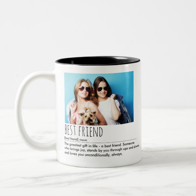 Caneca De Café Em Dois Tons Foto personalizada de melhor definição de amigo (Esquerda)
