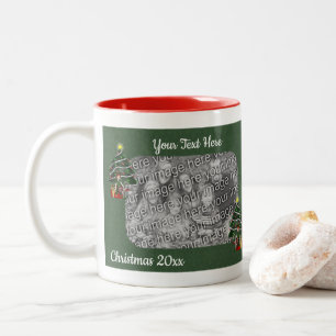 Caneca De Café Em Dois Tons Foto personalizada de Natal da Árvore de Elf da Ga