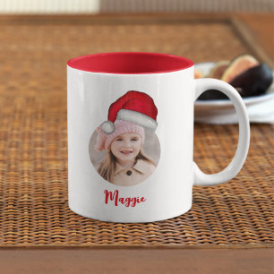 Caneca De Café Em Dois Tons Foto personalizada de Papais noeis de Natal bonito