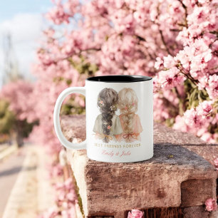 Caneca De Café Em Dois Tons Foto personalizada do BFF para os melhores amigos 