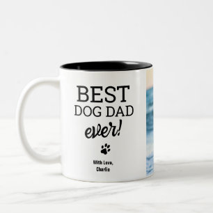 Caneca De Café Em Dois Tons Foto personalizada do cachorro Melhor PAI de cacho