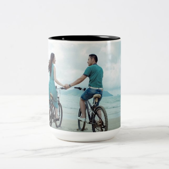 Caneca De Café Em Dois Tons Foto personalizada do Casal personalizada (Centro)