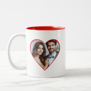 Caneca De Café Em Dois Tons Foto Personalizada do Coração de Foto Personalizad