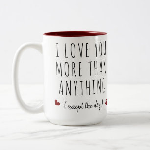 Caneca De Café Em Dois Tons Foto Personalizada Do Dog Amo-Te Dia de os namorad