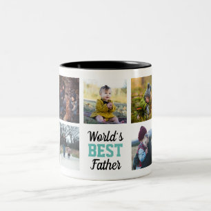 Caneca De Café Em Dois Tons Foto personalizada do melhor pai do mundo