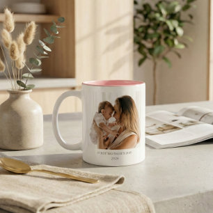 Caneca De Café Em Dois Tons Foto personalizada do primeiro Dia de as mães Mãe