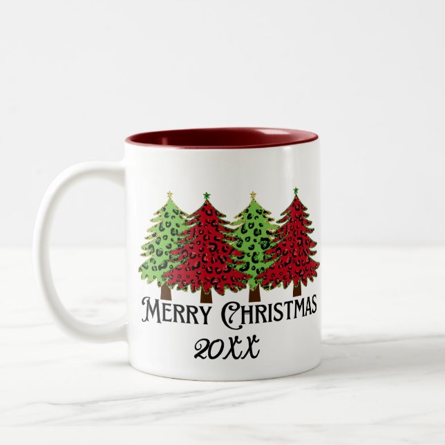 Caneca De Café Em Dois Tons Foto personalizada e nome Feliz Natal (Esquerda)