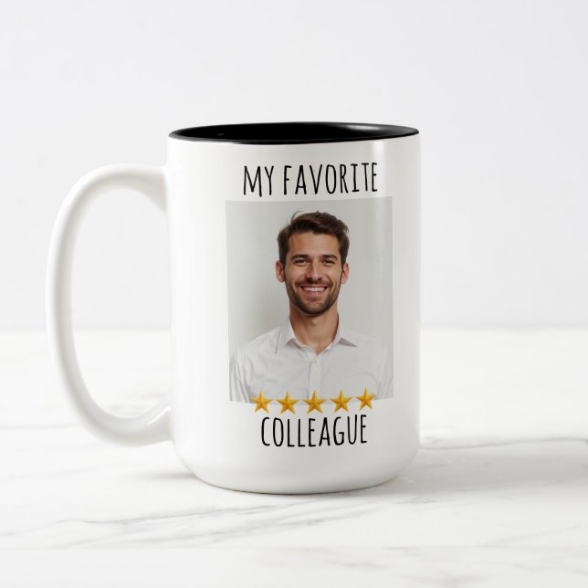 Caneca De Café Em Dois Tons Foto personalizada - Meu colega favorito - estrela (Esquerda)