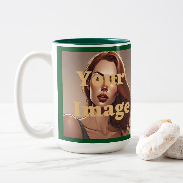 Caneca De Café Em Dois Tons Foto Personalizada - Mug De Dois Tom (Com Donut)