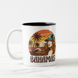 Caneca De Café Em Dois Tons Foto Personalizada Retro Praias Tropicais das Baha