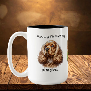 Caneca De Café Em Dois Tons Foto Pet Cocker Spaniel Personalizar