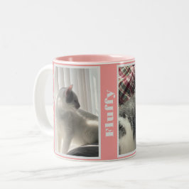 Caneca De Café Em Dois Tons Foto Pet Dupla Rosa e Mug de Nome
