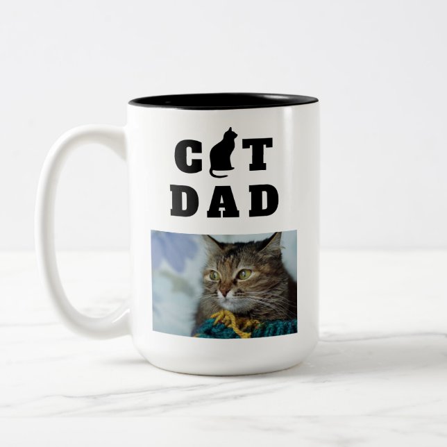 Caneca De Café Em Dois Tons Foto Silhuette de Pai Gato (Esquerda)
