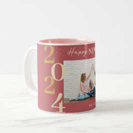 Caneca De Café Em Dois Tons Foto simples do Feliz ano novo moderno Elegante On