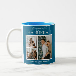 Caneca De Café Em Dois Tons Foto Simples Moderna Happiest Hanukkah Elegante 3
