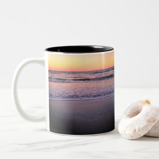 Caneca De Café Em Dois Tons Foto Sunset Flórida (Com Donut)