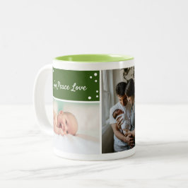 Caneca De Café Em Dois Tons Foto Verde de Natal com Tipografia de Script Moder