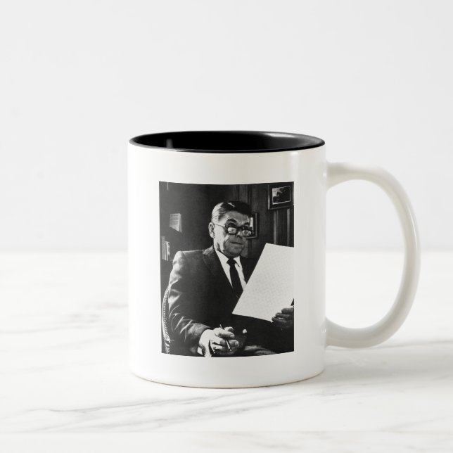 Caneca De Café Em Dois Tons Fotografia de Ronald Reagan (Direita)