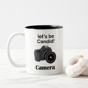 Caneca De Café Em Dois Tons Fotógrafo Candid Camera