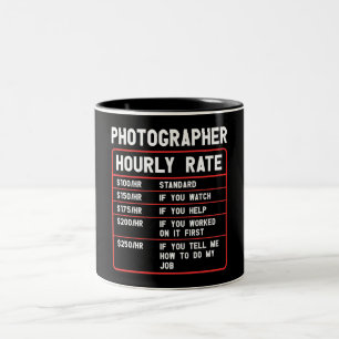 Caneca De Café Em Dois Tons Fotógrafo Engraçado com Taxa Horária