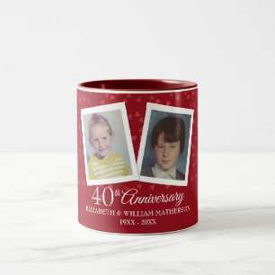 Caneca De Café Em Dois Tons Fotos de Infância do 40º Aniversário de Casamento