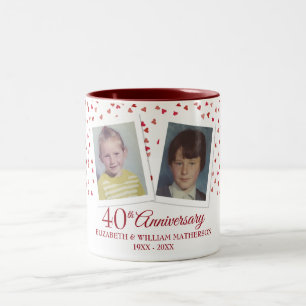 Caneca De Café Em Dois Tons Fotos de Infância do 40º Aniversário de Casamento
