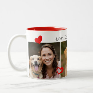 Caneca De Café Em Dois Tons Fotos dos 3 Corações da Melhor Mãe de Cachorro