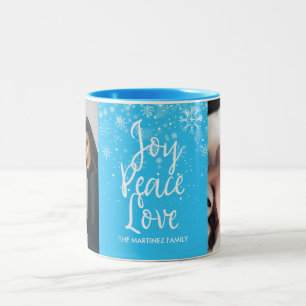Caneca De Café Em Dois Tons Fotos e Nome de Flocos de Neve de Feriado