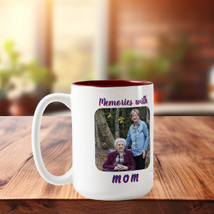 Caneca De Café Em Dois Tons Fotos  Memórias  Mãe Azul/Vermelho Personalizar