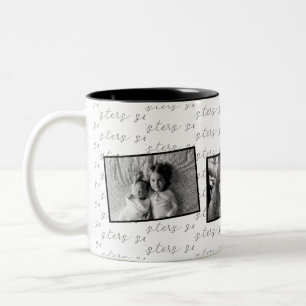 Caneca De Café Em Dois Tons Fotos Personalizadas de Irmãs Preto e Branco