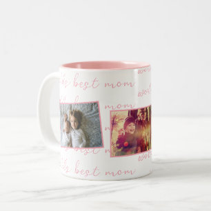 Caneca De Café Em Dois Tons Fotos Personalizadas Rosa Melhor Mãe do Mundo
