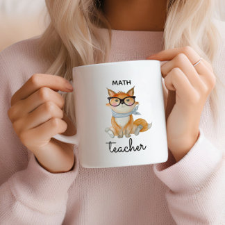 Caneca De Café Em Dois Tons Fox Bonita com Óculos - Personalizado do Professor