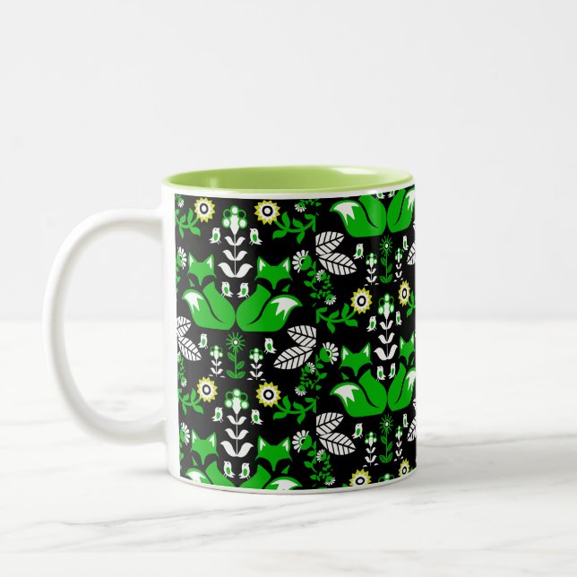 Caneca De Café Em Dois Tons Fox Nordic Scandinavian Folart Tablecloth (Esquerda)