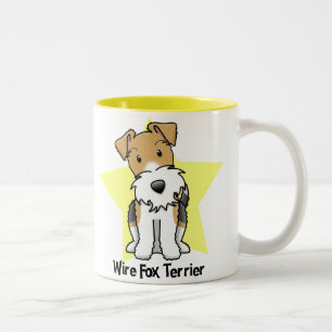 Caneca De Café Em Dois Tons Fox Terrier do fio da estrela de Kawaii