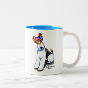 Caneca De Café Em Dois Tons Fox Terrier do fio em América