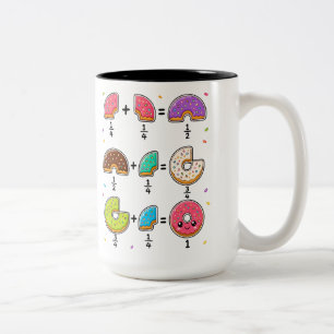 Caneca De Café Em Dois Tons Frações de Donut Humor de Aprendizado de Matemátic