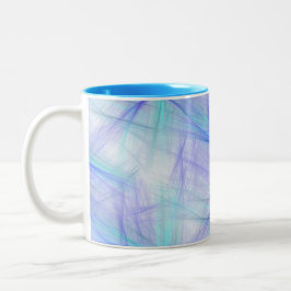 Caneca De Café Em Dois Tons Fractal Verde abstrato Azul