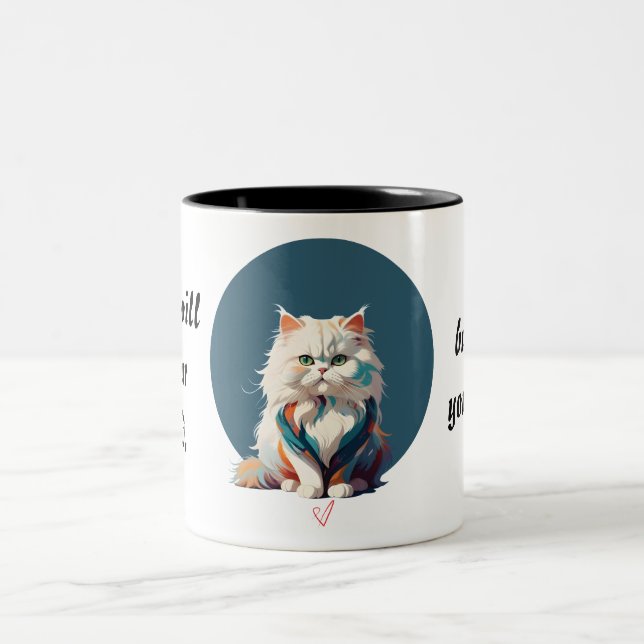 Caneca De Café Em Dois Tons Fractalius Gato Persa rosto Mug (Centro)